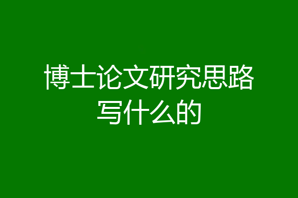 博士论文研究思路写什么的