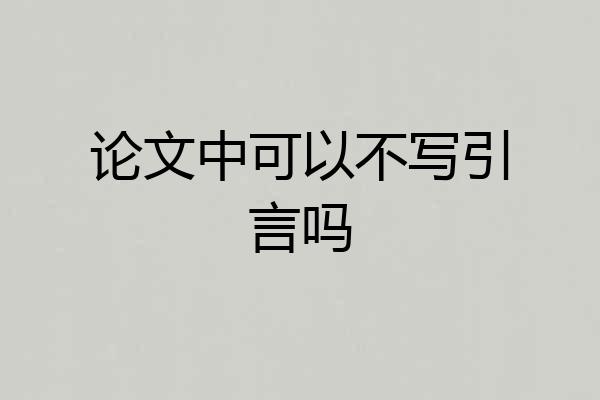 论文中可以不写引言吗