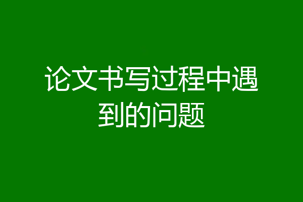 论文书写过程中遇到的问题