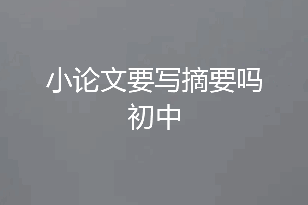 小论文要写摘要吗初中