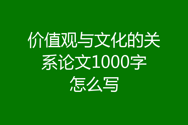 价值观与文化的关系论文1000字怎么写