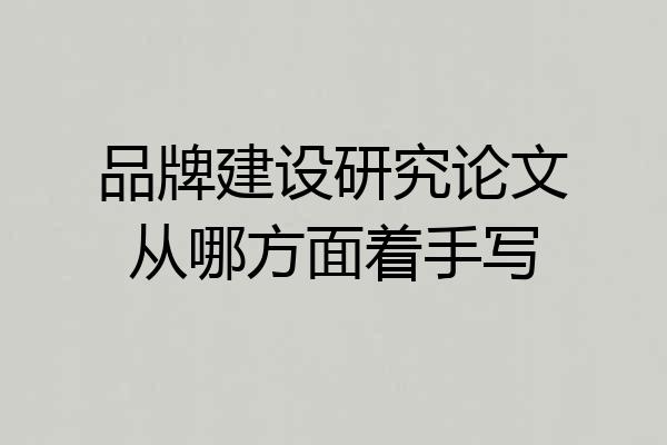 品牌建设研究论文从哪方面着手写