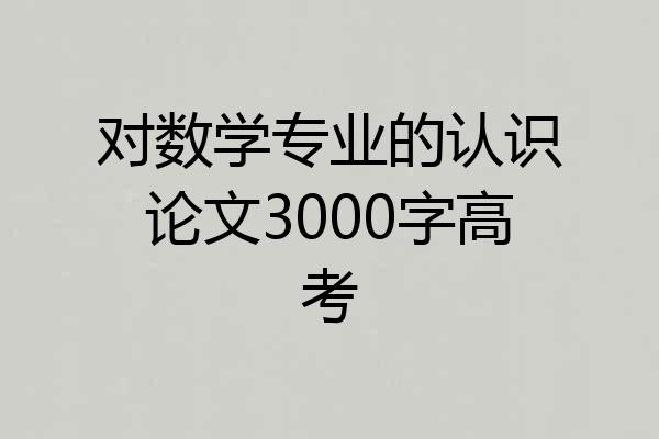 对数学专业的认识论文3000字高考