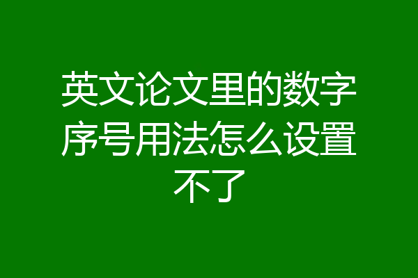 英文论文里的数字序号用法怎么设置不了