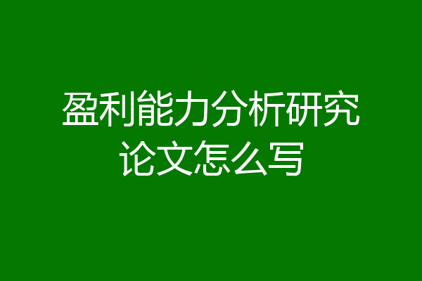 盈利能力分析研究论文怎么写