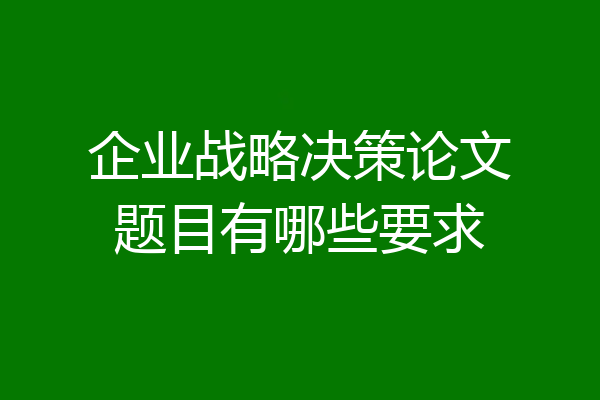 企业战略决策论文题目有哪些要求