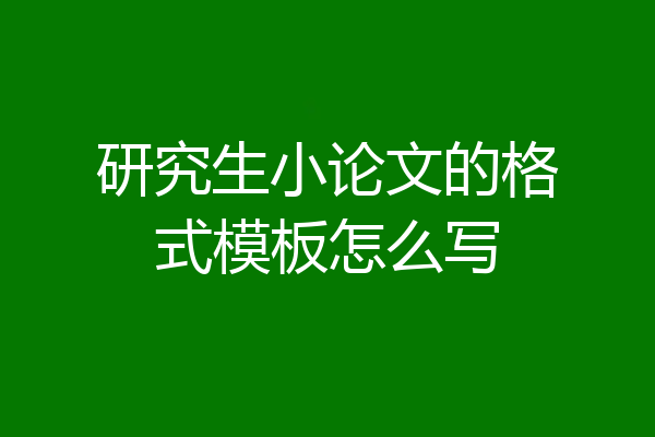 研究生小论文的格式模板怎么写