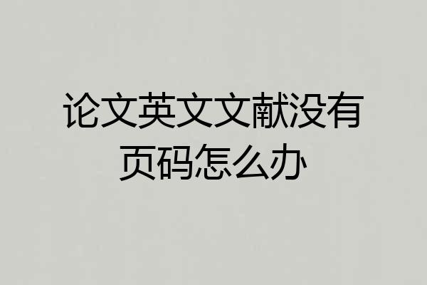 论文英文文献没有页码怎么办