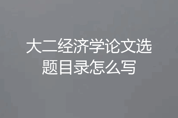 大二经济学论文选题目录怎么写