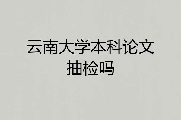云南大学本科论文抽检吗