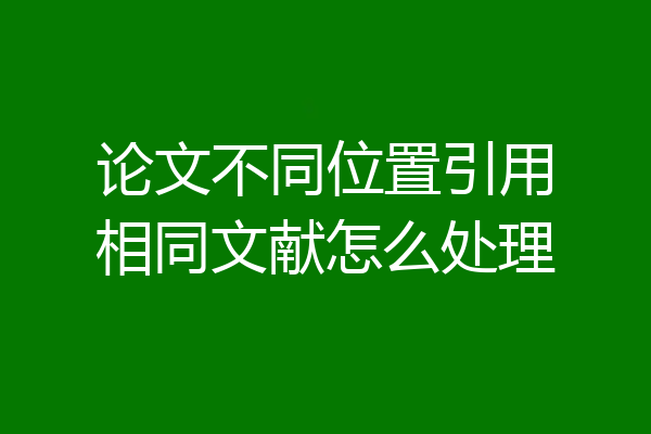 论文不同位置引用相同文献怎么处理