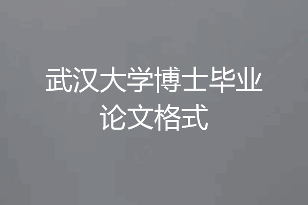 武汉大学博士毕业论文格式