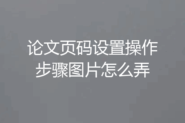 论文页码设置操作步骤图片怎么弄