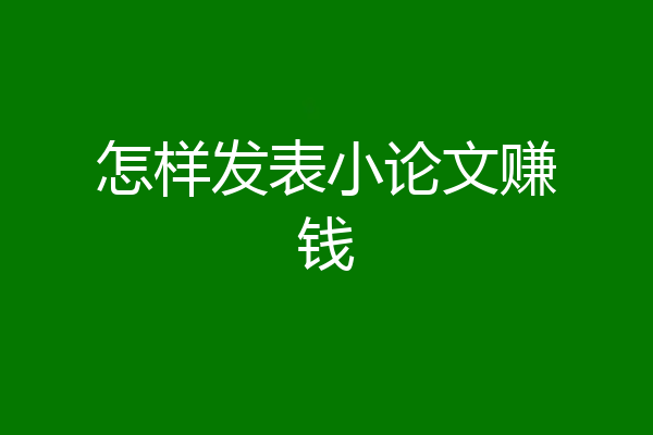 怎样发表小论文赚钱