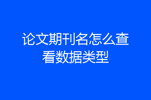 论文期刊名怎么查看数据类型