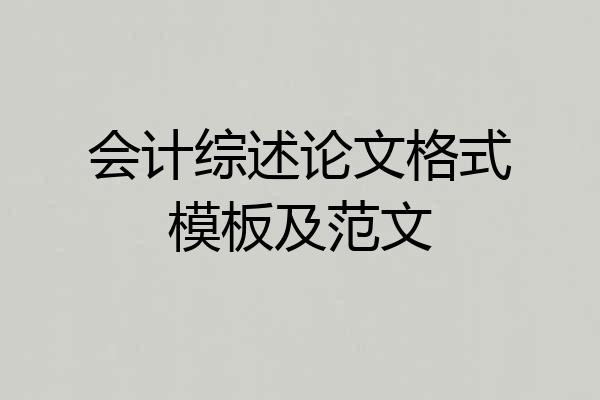 会计综述论文格式模板及范文