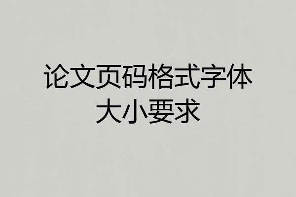 论文页码格式字体大小要求