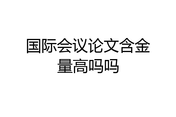 国际会议论文含金量高吗吗