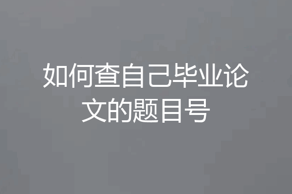 如何查自己毕业论文的题目号