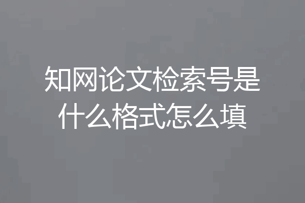 知网论文检索号是什么格式怎么填