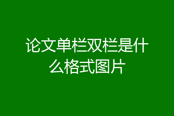论文单栏双栏是什么格式图片
