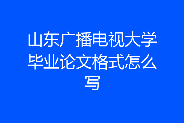 山东广播电视大学毕业论文格式怎么写