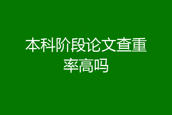 本科阶段论文查重率高吗