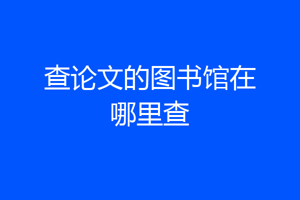 查论文的图书馆在哪里查
