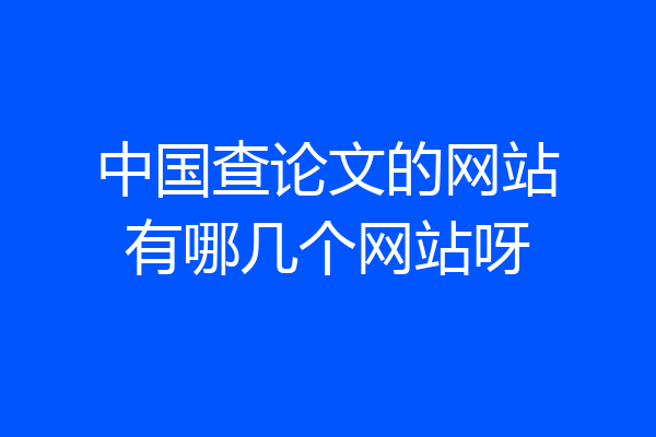 中国查论文的网站有哪几个网站呀