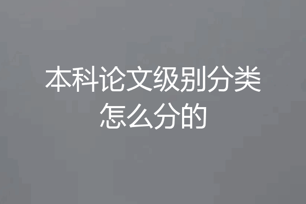 本科论文级别分类怎么分的