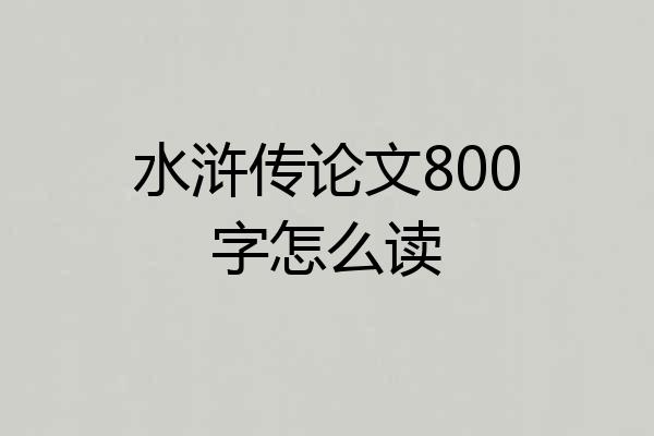 水浒传论文800字怎么读