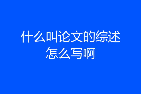 什么叫论文的综述怎么写啊