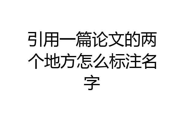 引用一篇论文的两个地方怎么标注名字