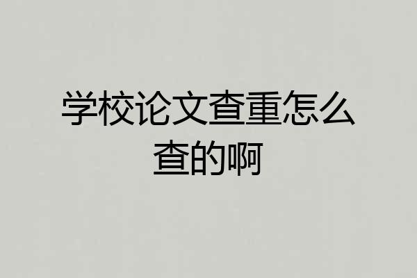 学校论文查重怎么查的啊