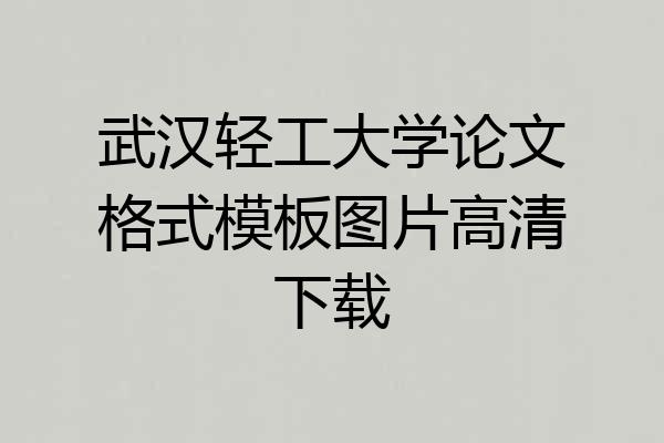 武汉轻工大学论文格式模板图片高清下载