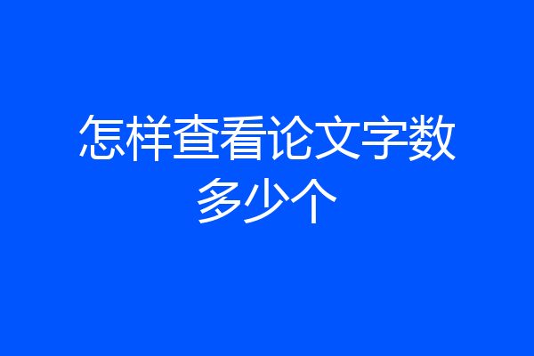 怎样查看论文字数多少个