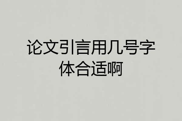 论文引言用几号字体合适啊
