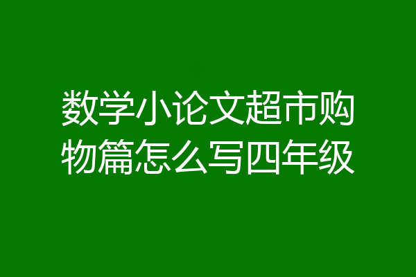 数学小论文超市购物篇怎么写四年级