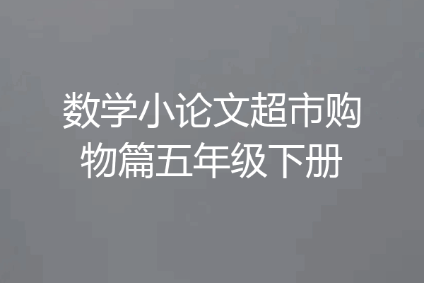 数学小论文超市购物篇五年级下册