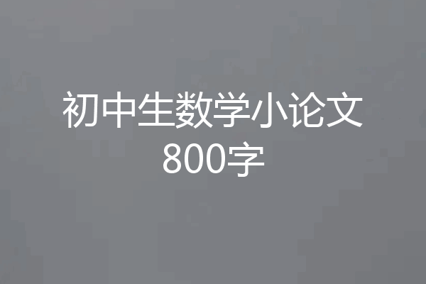 初中生数学小论文800字