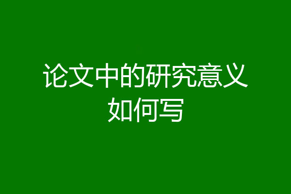 论文中的研究意义如何写