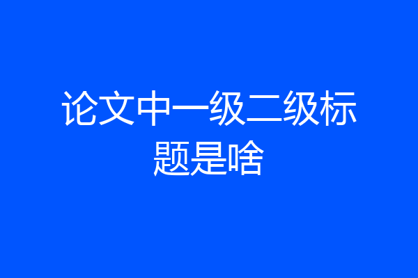 论文中一级二级标题是啥