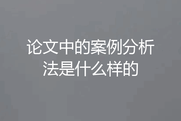论文中的案例分析法是什么样的