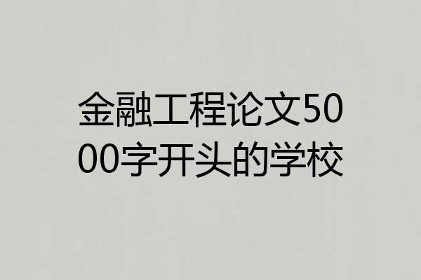 金融工程论文5000字开头的学校
