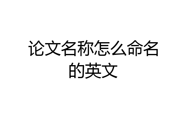 论文名称怎么命名的英文