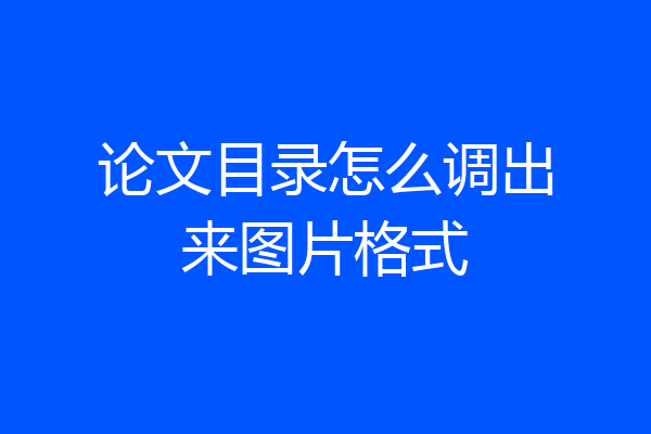 论文目录怎么调出来图片格式