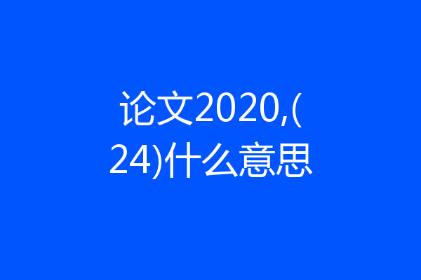 论文2020,(24)什么意思