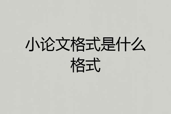 小论文格式是什么格式