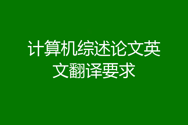 计算机综述论文英文翻译要求