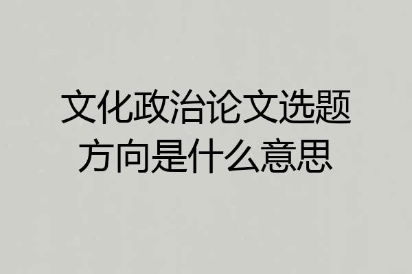 文化政治论文选题方向是什么意思